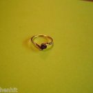 New Gold Plated Dark Purple CZ Rhinestone Ring Size 7 1/2
