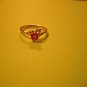New Size 7.25 Gold Plated CZ Red Rhinestone 3 Prong Mount Ring