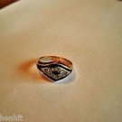 New Size 7 Gold Plated Black Enamel & Clear Rhinestone Ring