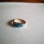 New Size 8 Gold Plated Clear Rhinestones & Blue Enamel Ring