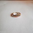 New Size 6.25 Gold Plated Lite Brown Enamel With Clear Rhinestones Ring