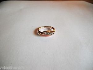 New Size 6.25 Gold Plated Lite Brown Enamel With Clear Rhinestones Ring