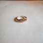 New Size 6.25 Gold Plated Lite Brown Enamel With Clear Rhinestones Ring