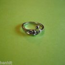 New Silver Plate Two Lite Purple Rhinestones Ring Size 6.25