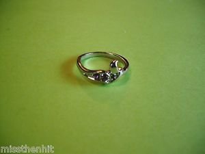 New Silver Plate Two Lite Purple Rhinestones Ring Size 6.25