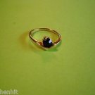 New Gold Plated Round Black Solitaire CZ Rhinestone Ring Size 7