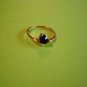 New Gold Plated Round Black Solitaire CZ Rhinestone Ring Size 7