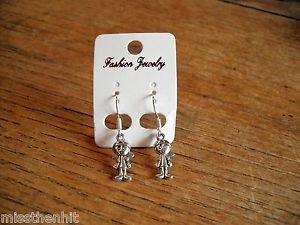 New Plastic Silver Figure Hook Earrings For Pierced Ears