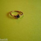 New Size 6.25 Gold Plated C.Z. Shaped Black Rhinstone Ring