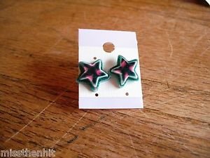 New Purple & Pink Plastic Star Post Earrings For Pierced Ears