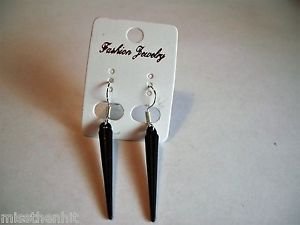 New Plastic Black Spike Hook Earrings For Pierced Ears