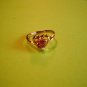 New Size 5 1/2 Gold Plated Ring CZ Purple Rhinestone In Heart Mount