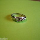 New Silver Plated 3 Purple Rhinestones On Swirl Tiered Ring Size 6.25