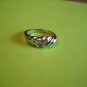 New Silver Plated 3 Purple Rhinestones On Swirl Tiered Ring Size 6.25