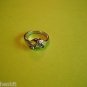 New Silver Plated Ring Three Green Rhinestones Size 5