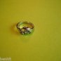 New Silver Plated Ring Three Green Rhinestones Size 5