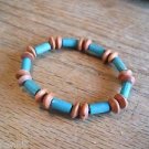 New Blue & Brown Wooden Bead Stretchable Bracelet