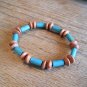 New Blue & Brown Wooden Bead Stretchable Bracelet
