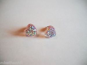 New Clear Sparkle Plastic Heart Post Earrings For Pierced Ears