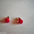 New Plastic Dark Pink Rose Post Earrings For Pierced Ears