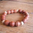 New Brown Tiered Wooden Beads Stretched Bracelet