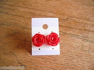 13.  New Red Plastic Glittery Rose Post Earrings