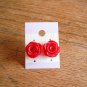 13.  New Red Plastic Glittery Rose Post Earrings