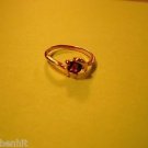 New Size 7 1/2 Gold Plated CZ Dark Purple Rhinestone 2 Prong Mount Ring
