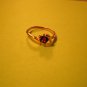 New Size 7 1/2 Gold Plated CZ Dark Purple Rhinestone 2 Prong Mount Ring