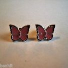 New Pink Enamel Butterfly Post Earrings For Pierced Ears
