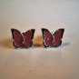 New Pink Enamel Butterfly Post Earrings For Pierced Ears