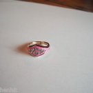 New Size 6.25 Clear Rhinestones & Pink Enamel Shaped Gold Plated Ring