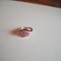 New Size 6.25 Clear Rhinestones & Pink Enamel Shaped Gold Plated Ring