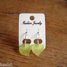 New Plastic Green Leaf Hook Earrings For Pierced Ears