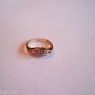 New Size 5.25 Beige & Clear Rhinestone Gold Plated Ring