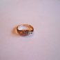 New Size 5.25 Beige & Clear Rhinestone Gold Plated Ring