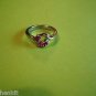 New Silver Plated Ring Three Red Rhinestones Size 6.5