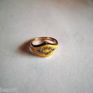 New Size 7 Gold Plated Yellow Enamel & Clear Rhinestones Shaped Ring