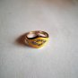 New Size 7 Gold Plated Yellow Enamel & Clear Rhinestones Shaped Ring