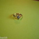 New Size 5.75 Gold Plated Round Blue Solitaire CZ Rhinestone Ring