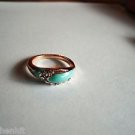 New Size 7.75 Gold Plated Clear Rhinestones & Lite Blue Enamel Ring