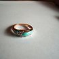 New Size 7.75 Gold Plated Clear Rhinestones & Lite Blue Enamel Ring
