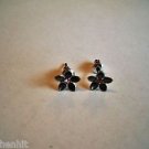 New Pink Rhinestone Silver Enamel Flower Post Earrings For Pierced Ears