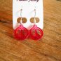 New Plastic Red Peace Sign Hook Earrings For Pierced Ears