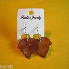 New Plastic Brown Leaf Hook Earrings For Pierced Ears