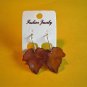 New Plastic Brown Leaf Hook Earrings For Pierced Ears