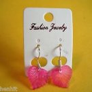 New Plastic Pink Leaf Hook Earrings For Pierced Ears