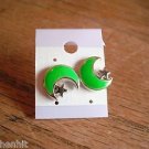 11. New Green Enamel Moon & Silver Star Post Earrings