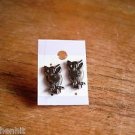 New Plastic Silver Night Owl Post Earrings