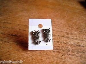 New Plastic Silver Night Owl Post Earrings
